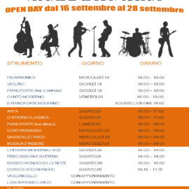 Calendario Open Day Accademia di Musica